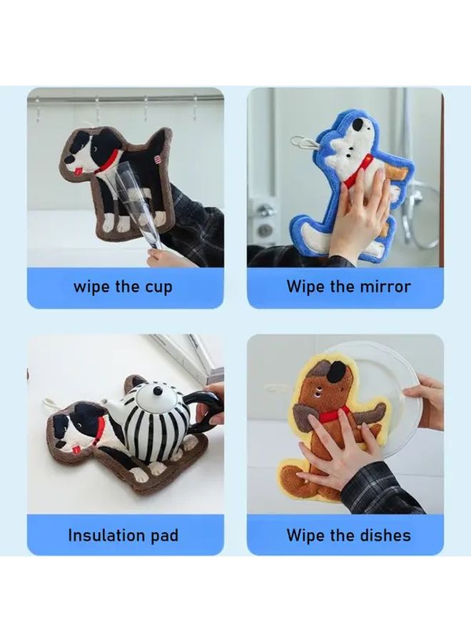 Brown Puppy Hand Towel Super Absorbent Coral Fleece Hanging Design For Kitchen And Bathroom - Image 5